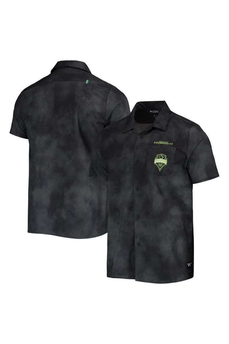 Men's The Wild Collective Black Seattle Sounders FC Abstract Cloud Button-Up Shirt, Main, color, Black