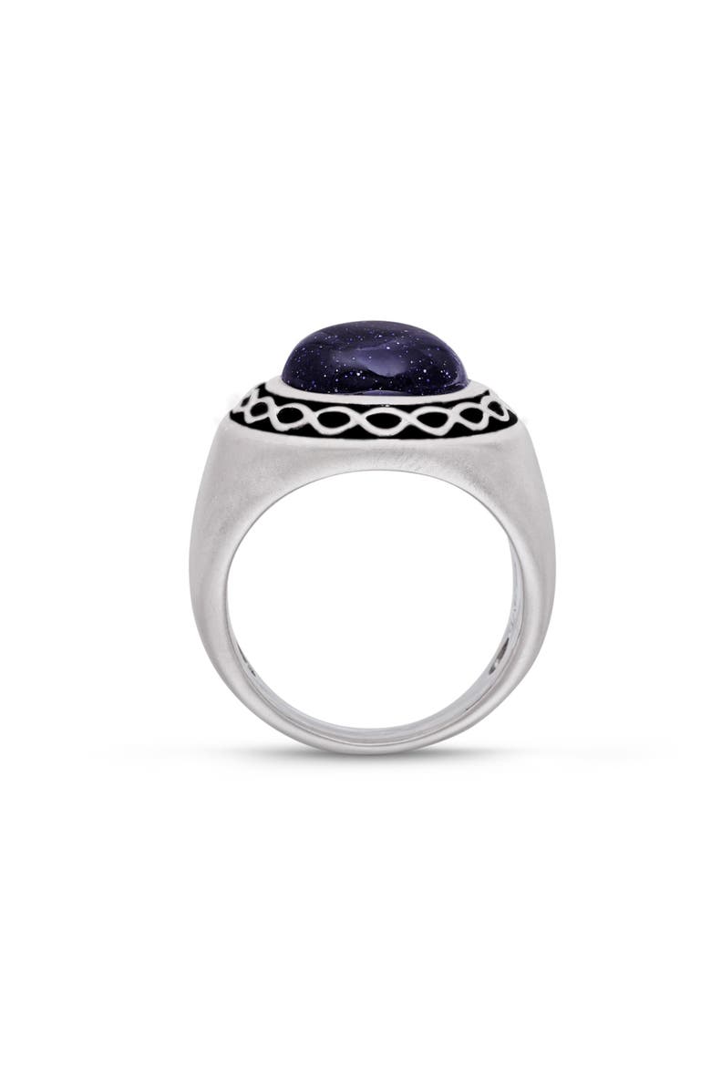 Blue Sand Stone Sterling Silver Men Signet Ring, Alternate, color, Silver