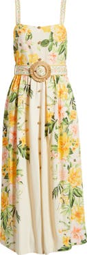 MOON RIVER Floral Belted Midi Sundress