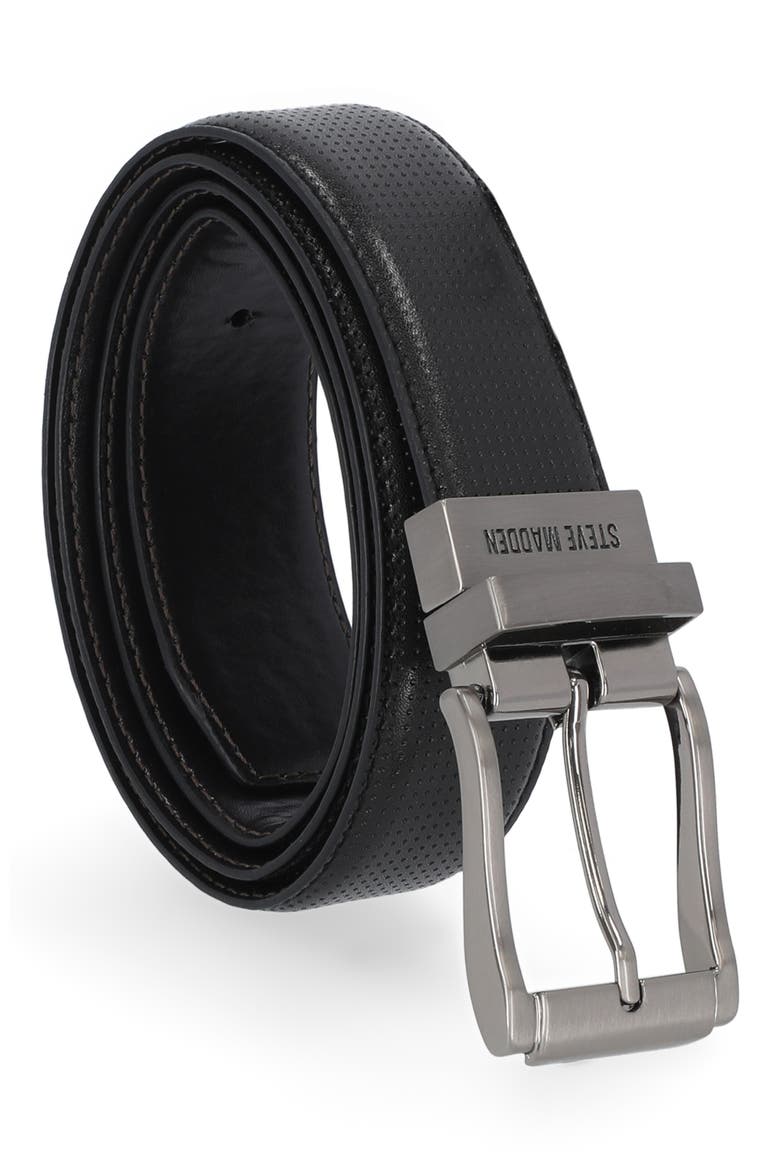 Perforated Reversible Belt, Alternate, color, BLACK/ BROWN