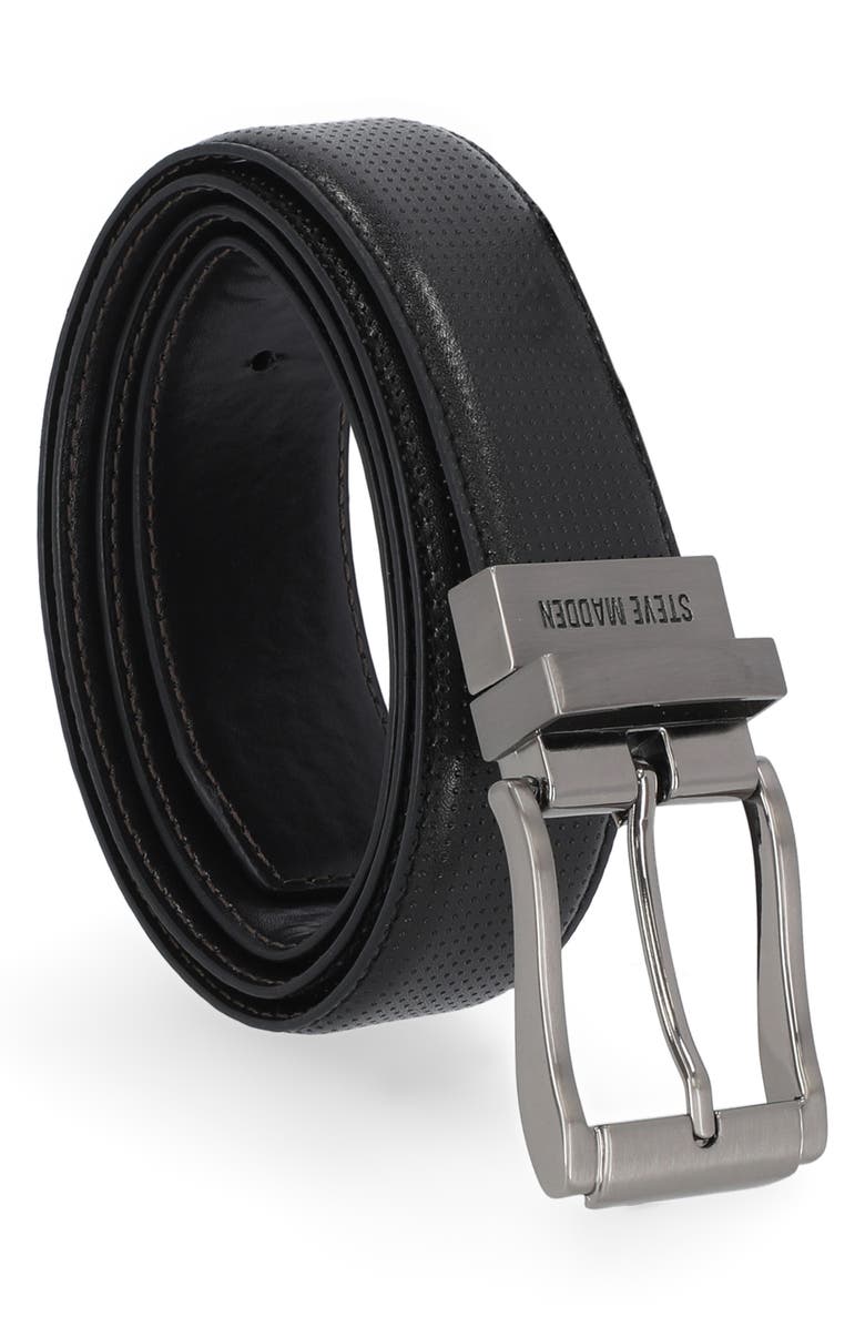 Steve Madden Perforated Reversible Belt, Alternate, color, Black/ Brown