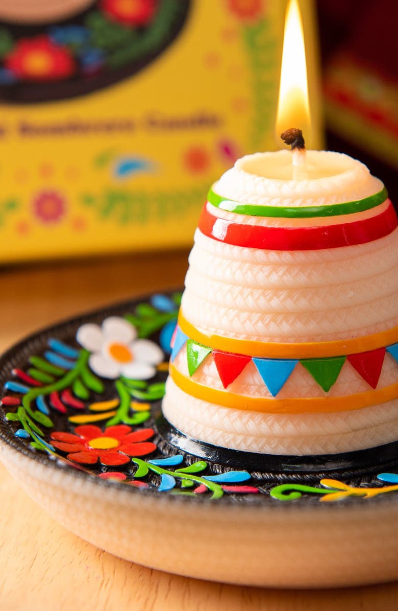 Southlake gifts Fiesta Sombrero Candle, Alternate, color, Cream / Multi-Color