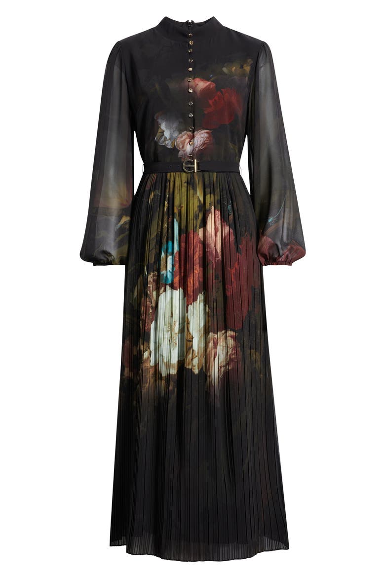 Adira Floral Long Sleeve Midi Dress, Alternate, color, VERONA FORREST