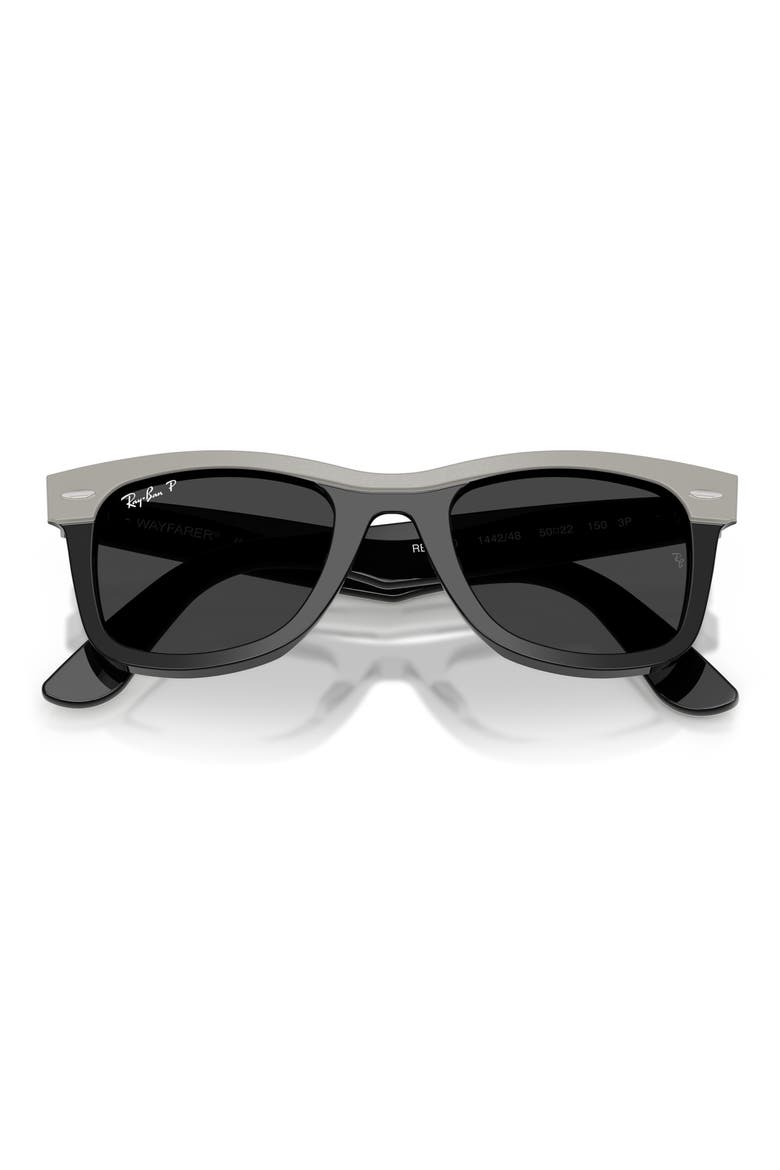 50mm Wayfarer Polarized Square Sunglasses, Alternate, color, GREY ON BLACK / POLAR BLACK