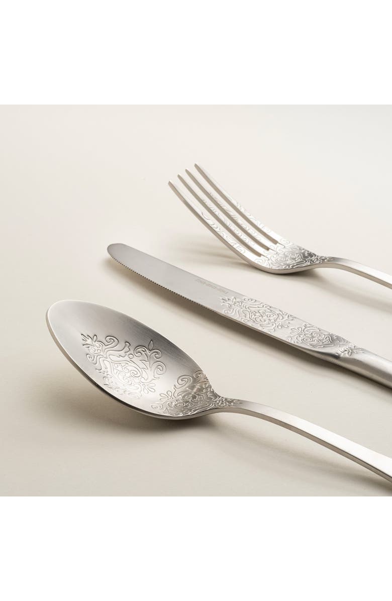 Zsa Zsa Zsu Dume Patterned Stainless Steel Dinner Knife Set of 4, Alternate, color, Silver