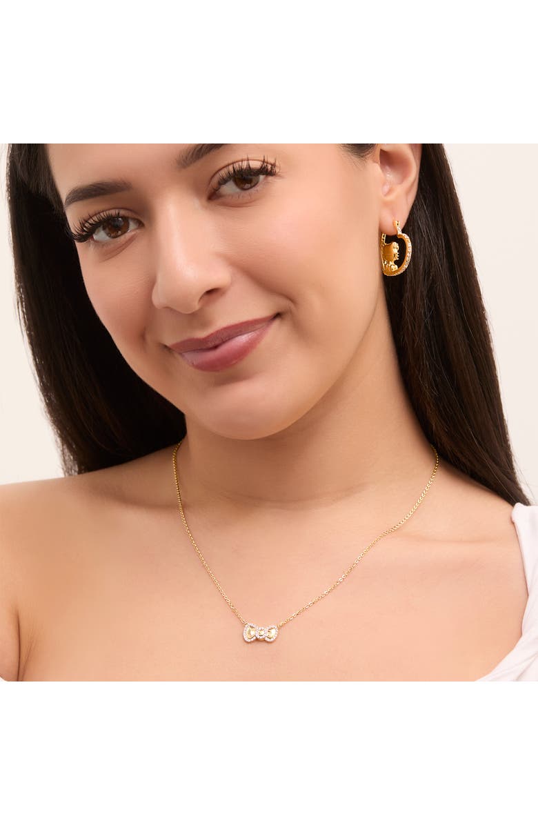 Hello Kitty White Sapphire Bow Necklace, 925 PLT 18", Alternate, color, Gold