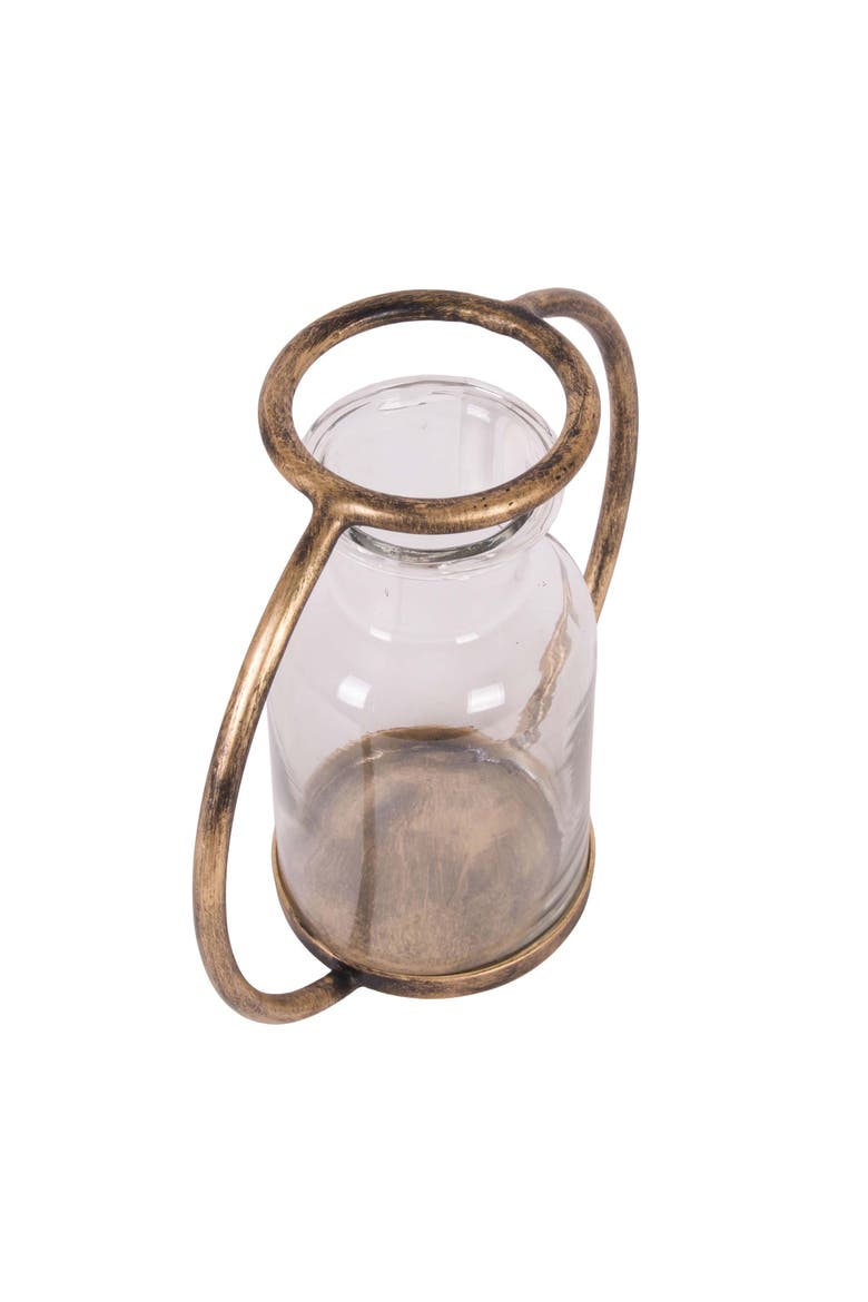 Kacela Bud with Holder Brass Vase, Alternate, color, Gold