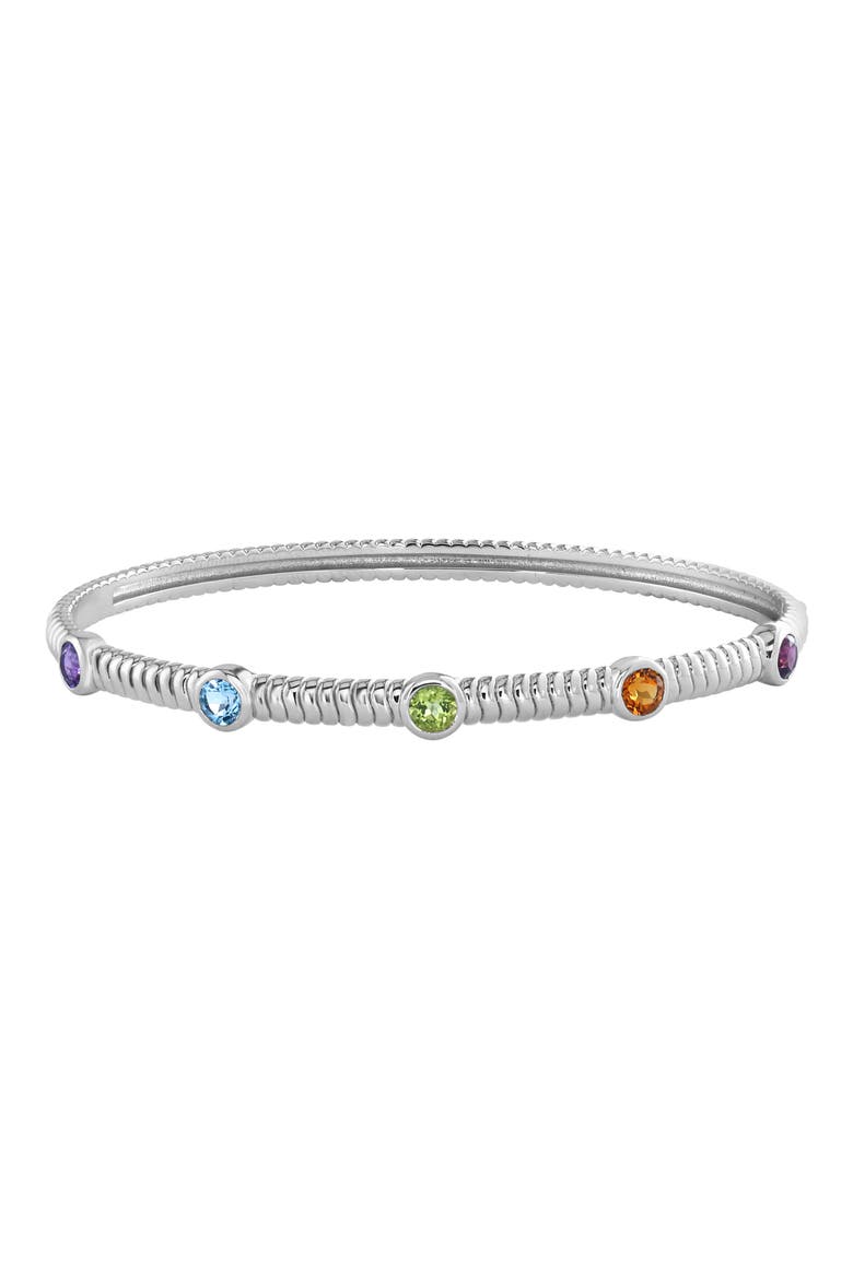 Sterling Silver Station Bangle, Main, color, SILVER