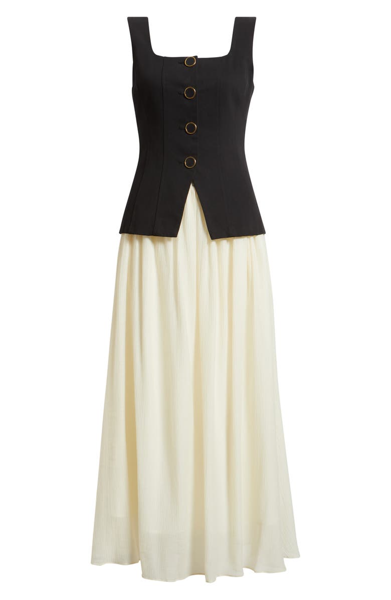 MOON RIVER Sleeveless Two-Piece Dress, Alternate, color, Black/ Ivory