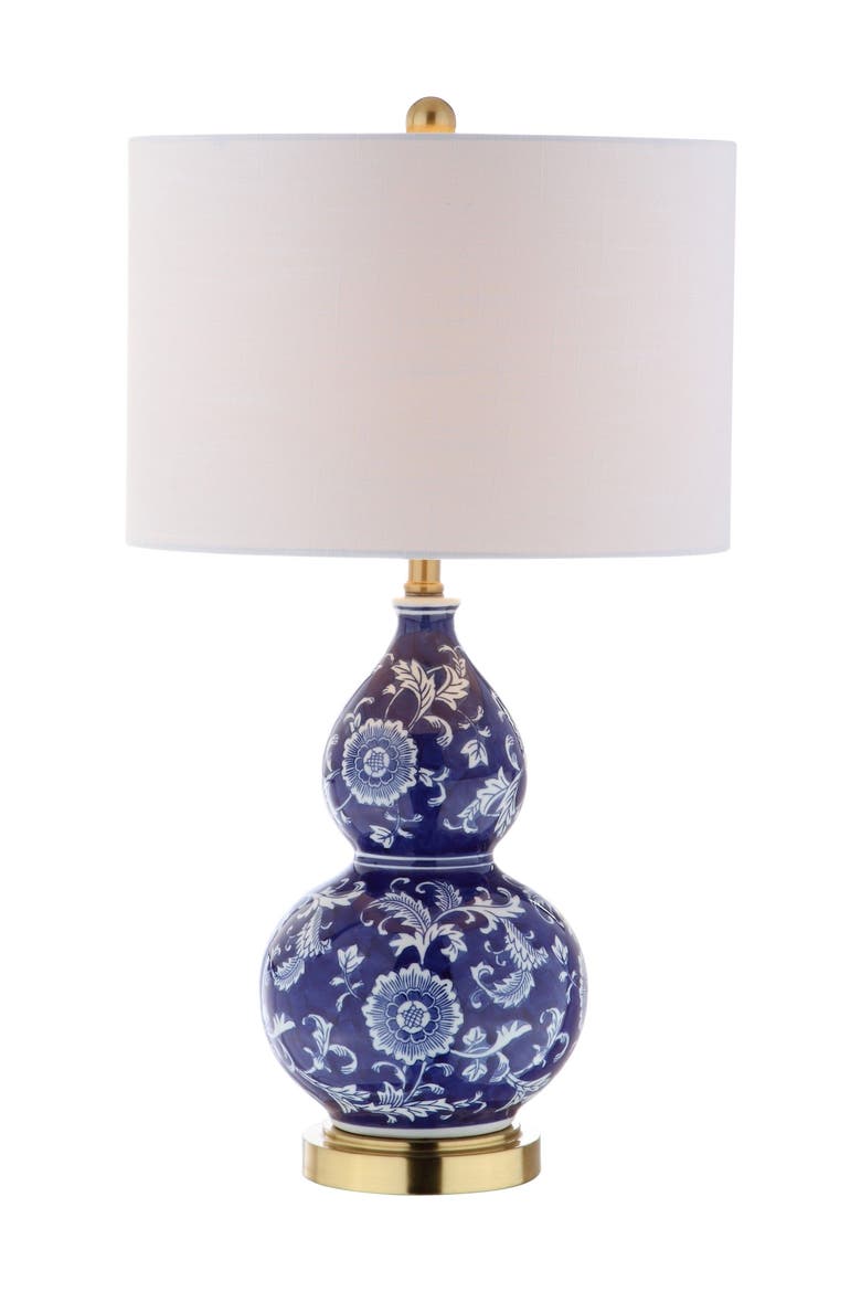 Lee 27" Ceramic Chinoiserie LED Table Lamp, Blue/White, Main, color, Blue/White