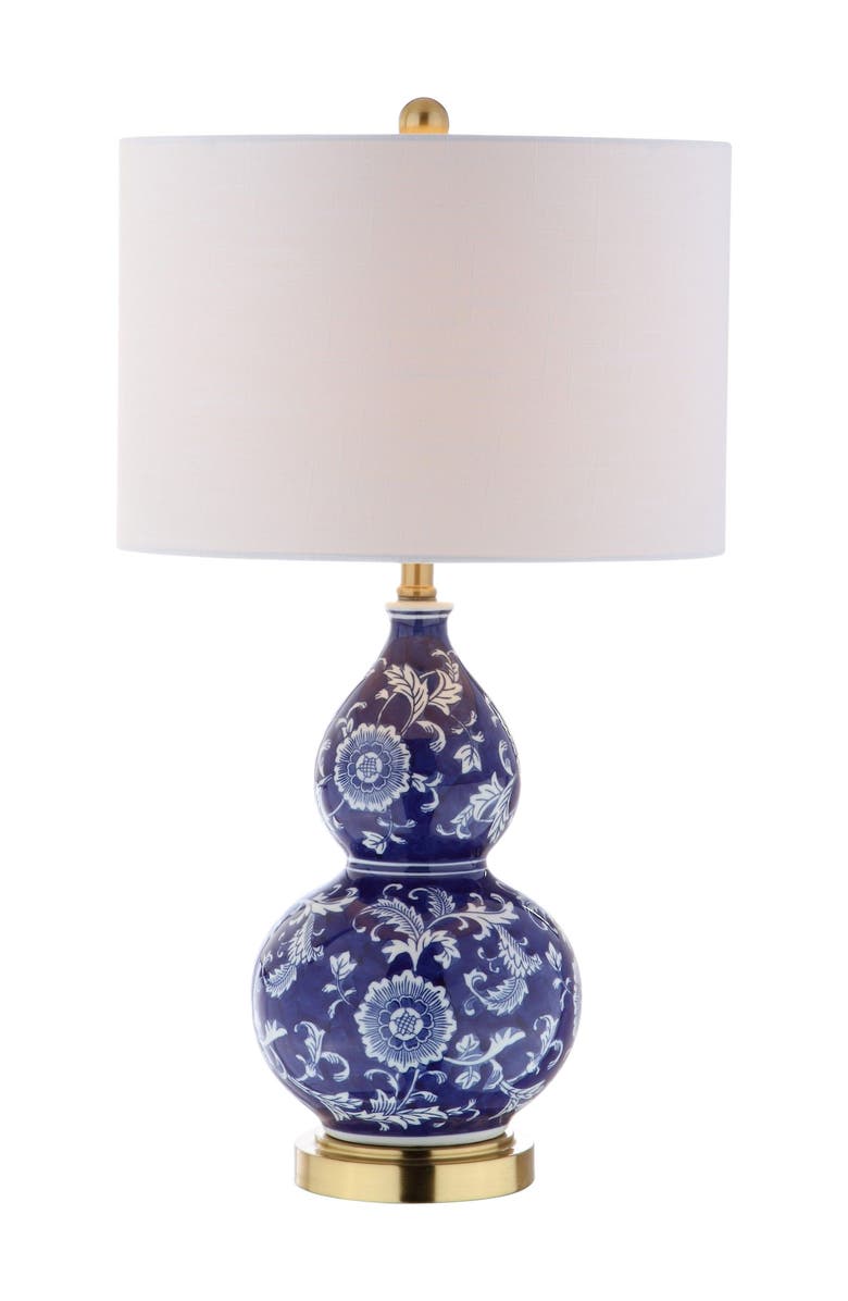 JONATHAN Y Lee 27" Ceramic Chinoiserie LED Table Lamp, Blue/White, Main, color, Blue/White