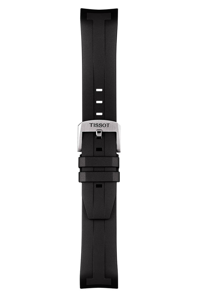 T-Sport Seastar 1000 Rubber Strap Chronograph Watch, 45mm, Alternate, color, BLACK/ BLUE/ SILVER