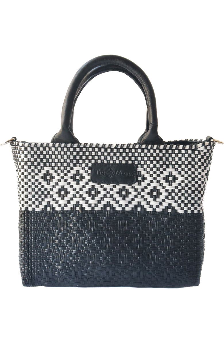 Tin Marin Small Woven Crossbody, Alternate, color, Black Leather Straps