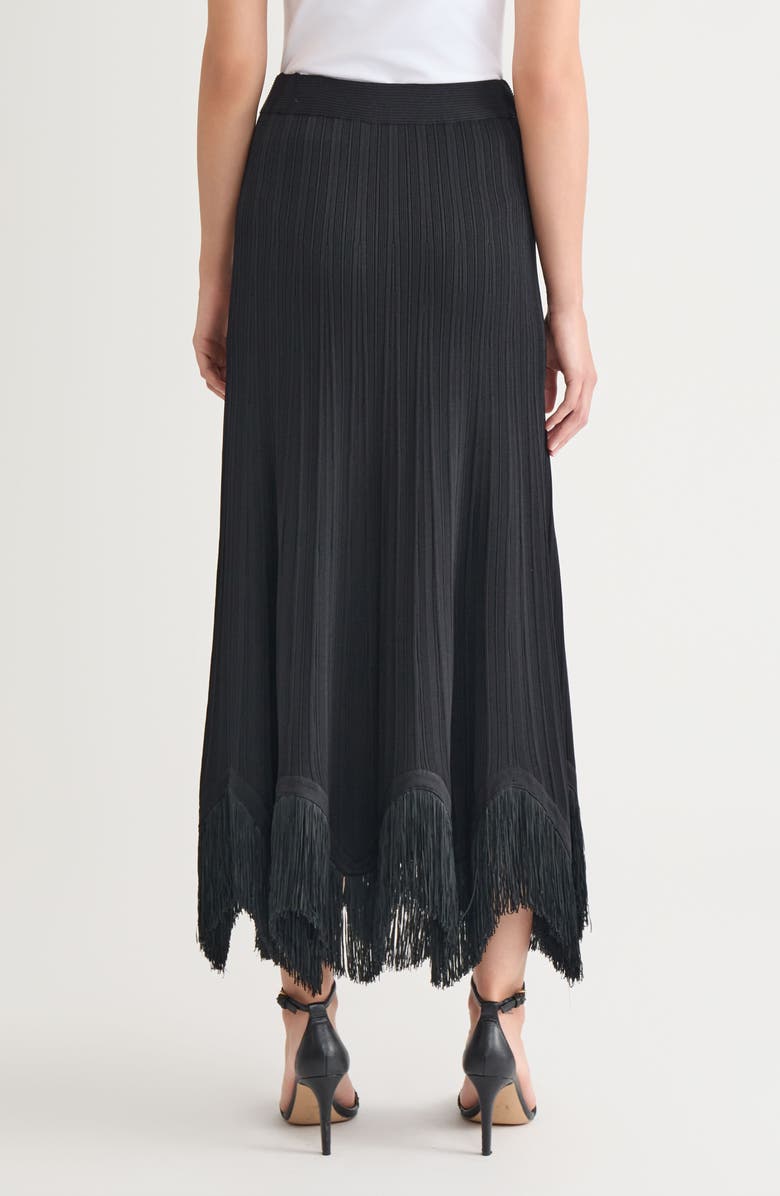 Misook x Lani Lynn Fringe Knit Skirt, Alternate, color, Black