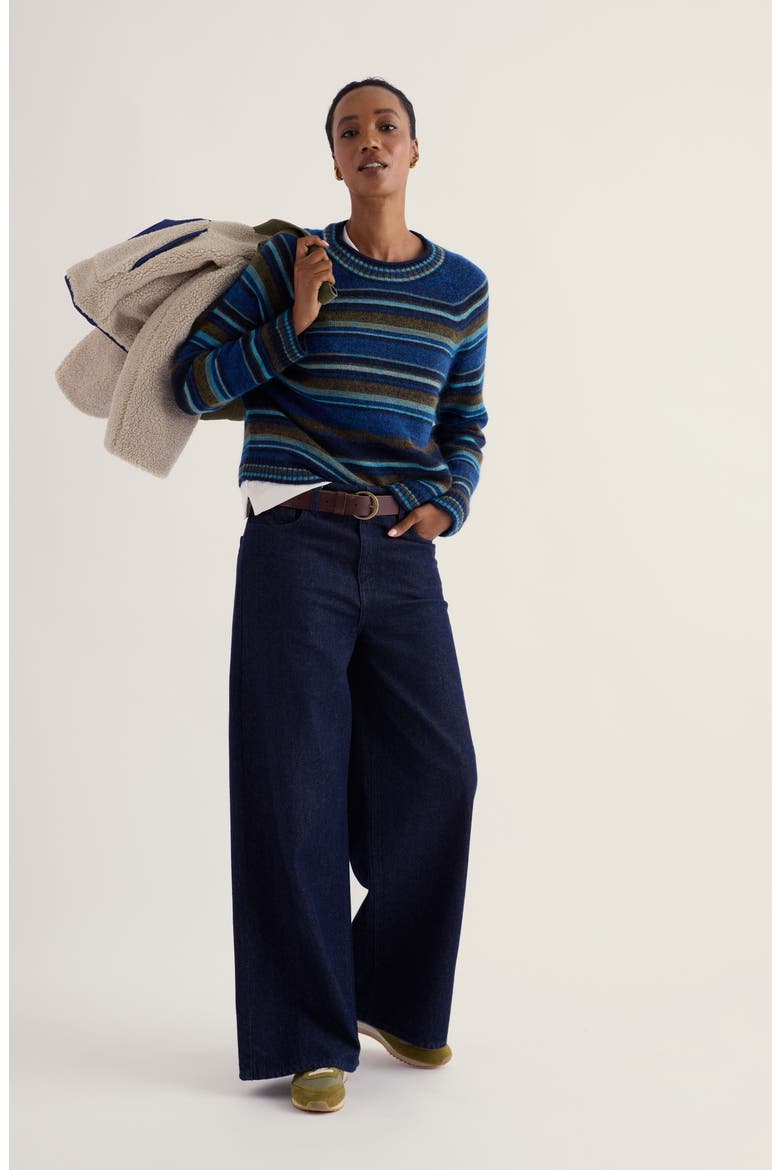 Quay Hill Striped Crewneck Sweater, Alternate, color, ADRIFT BRIGHT MARINE MIX