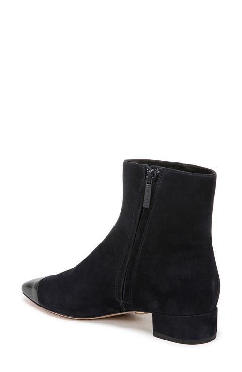 Veronica Beard Cecile Cap-toe Zip Suede Booties In Indigo/black