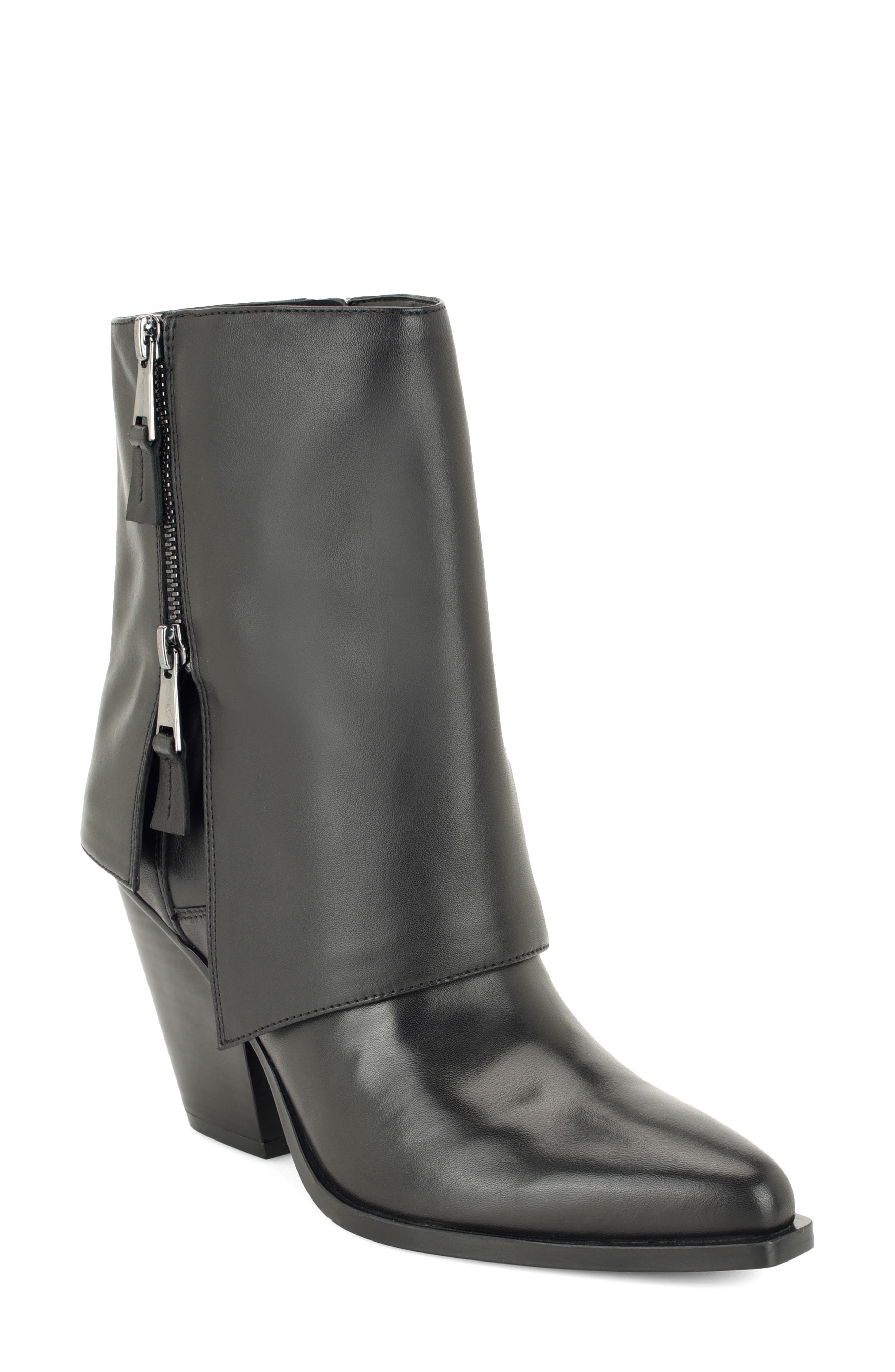 Umberto Pointed Toe Leather Bootie, Main, color, BLK01