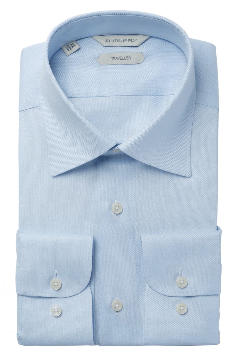 Slim Fit Traveler Dress Shirt, Main, color, LIGHT BLUE