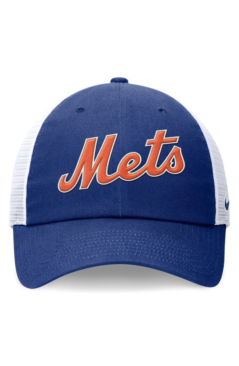 Nike Men's Nike Royal New York Mets Evergreen Wordmark Trucker Adjustable Hat, Alternate, color, 