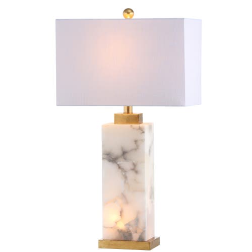 JONATHAN Y JONATHAN Y ELIZABETH 27.5" CONTEMPORARY COASTAL ALABASTER LED TABLE LAMP, WHITE/GOLD PAINTING 