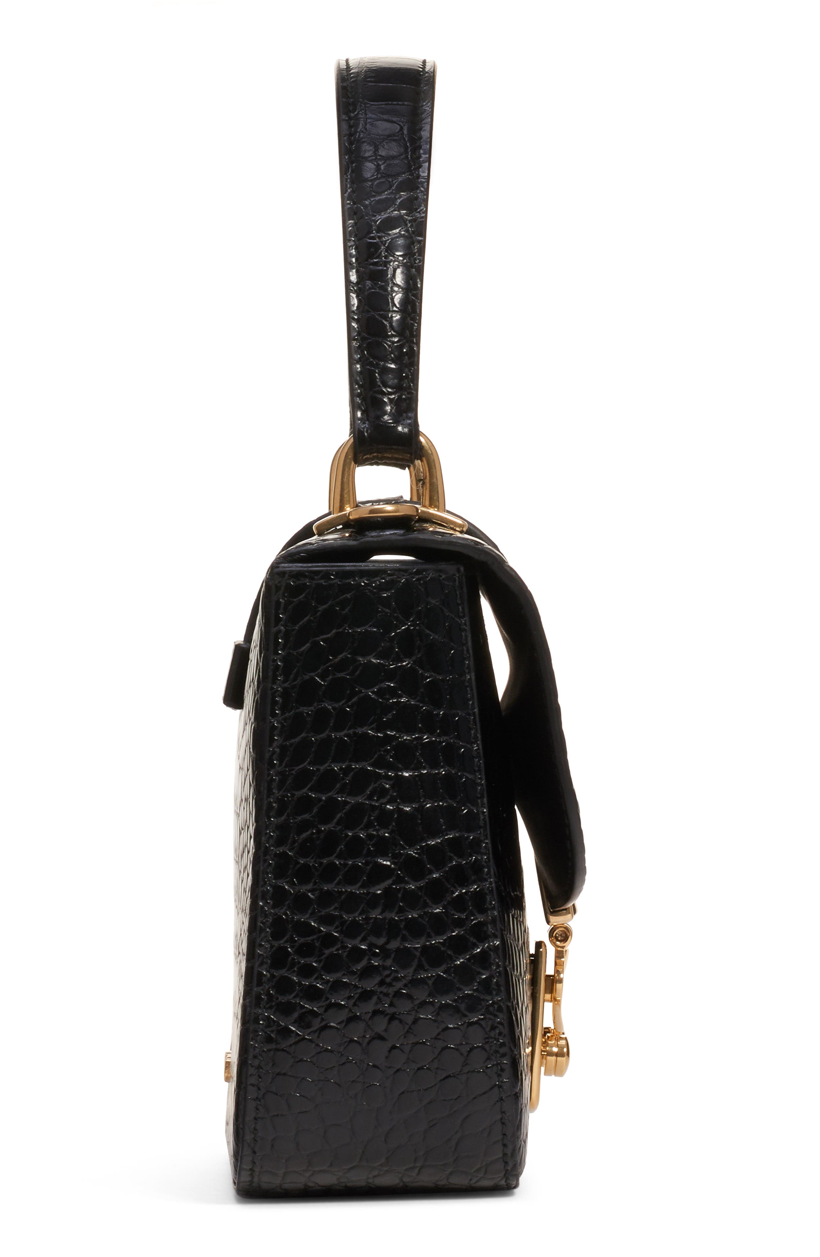 Miu Miu Croc Embossed Leather Top Handle Bag, Alternate, color, 