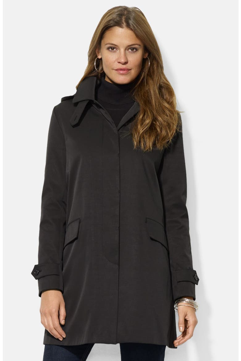 Rain Jacket with Detachable Hood & Liner (Nordstrom Exclusive), Main, color, BLACK