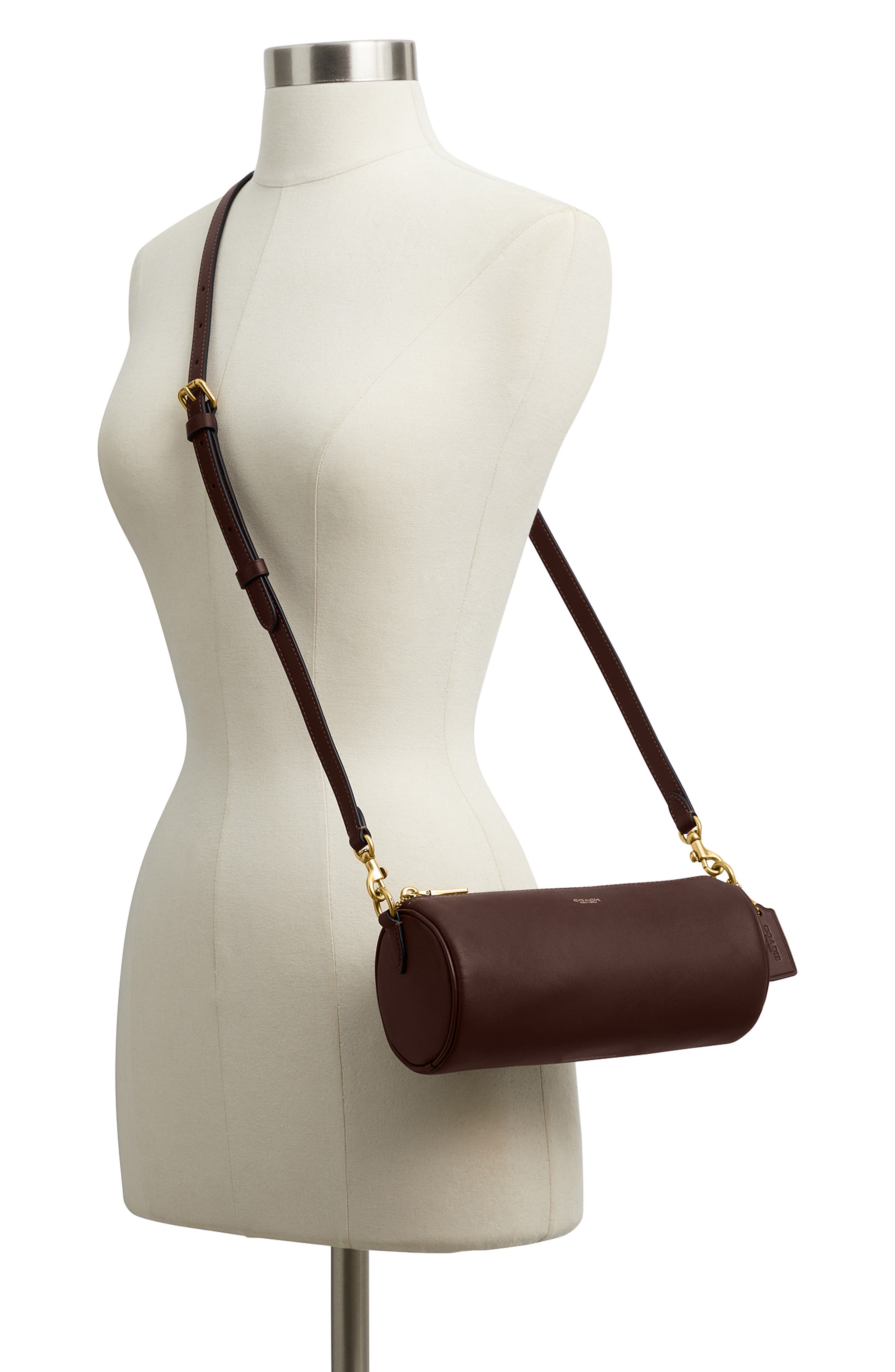Leather Barrel Bag, Alternate, color, MAPLE