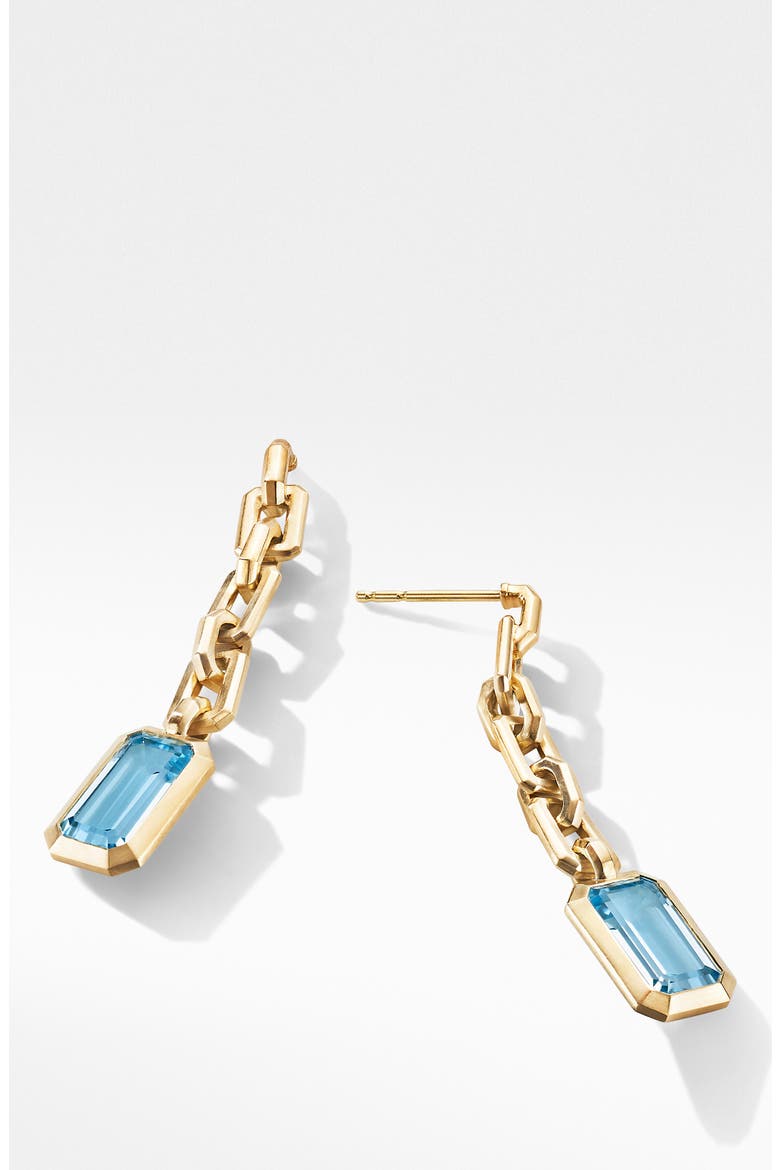 Novella Chain Drop Earrings in 18K Yellow Gold, Alternate, color, SKY BLUE TOPAZ