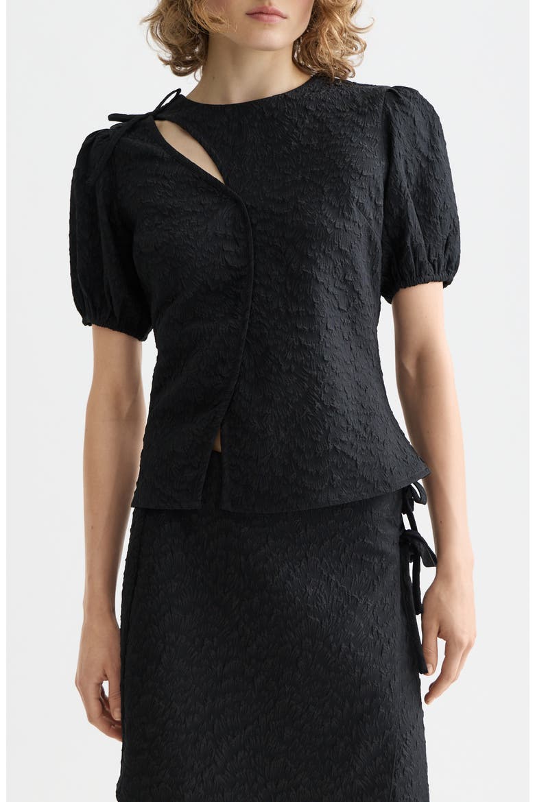 Puff Sleeve Textured Top, Main, color, METEORITE
