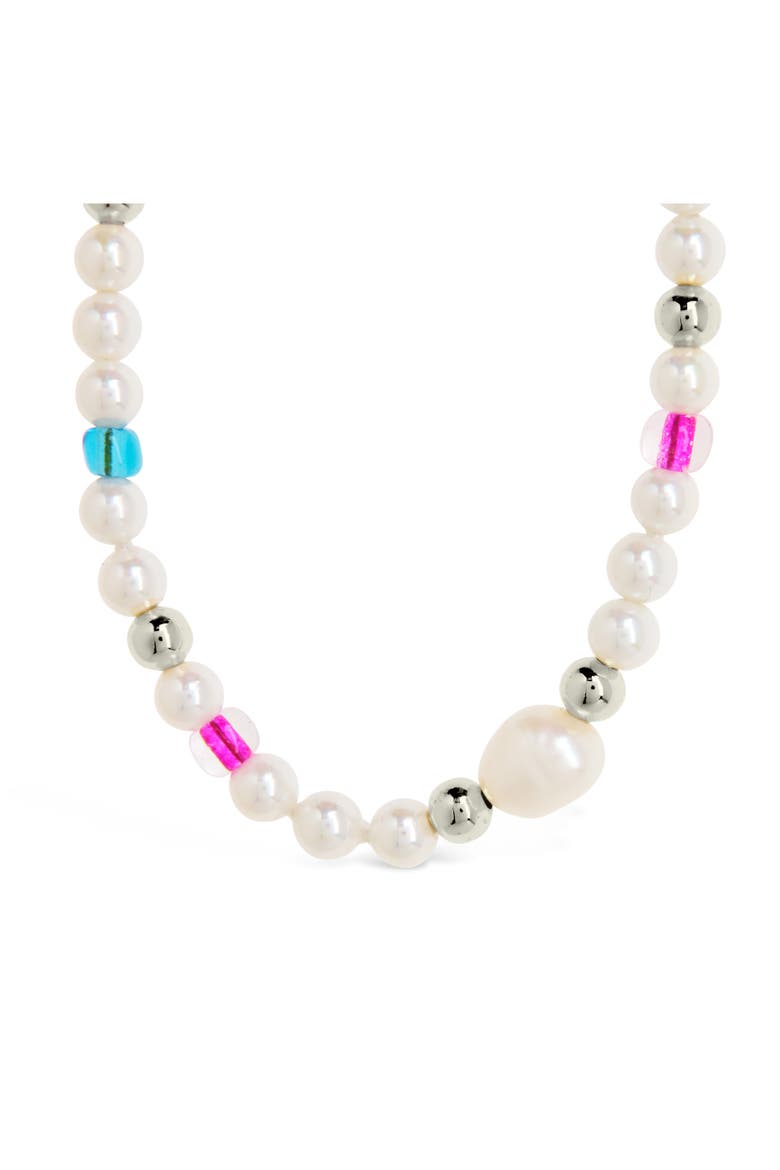 Polly Beaded Necklace, Alternate, color, SILVER