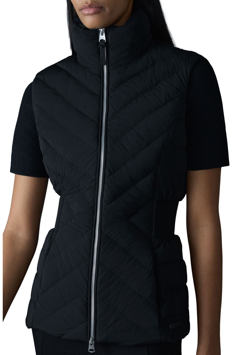 Hoshi Hooded Quilted Down Vest, Alternate, color, BLACK
