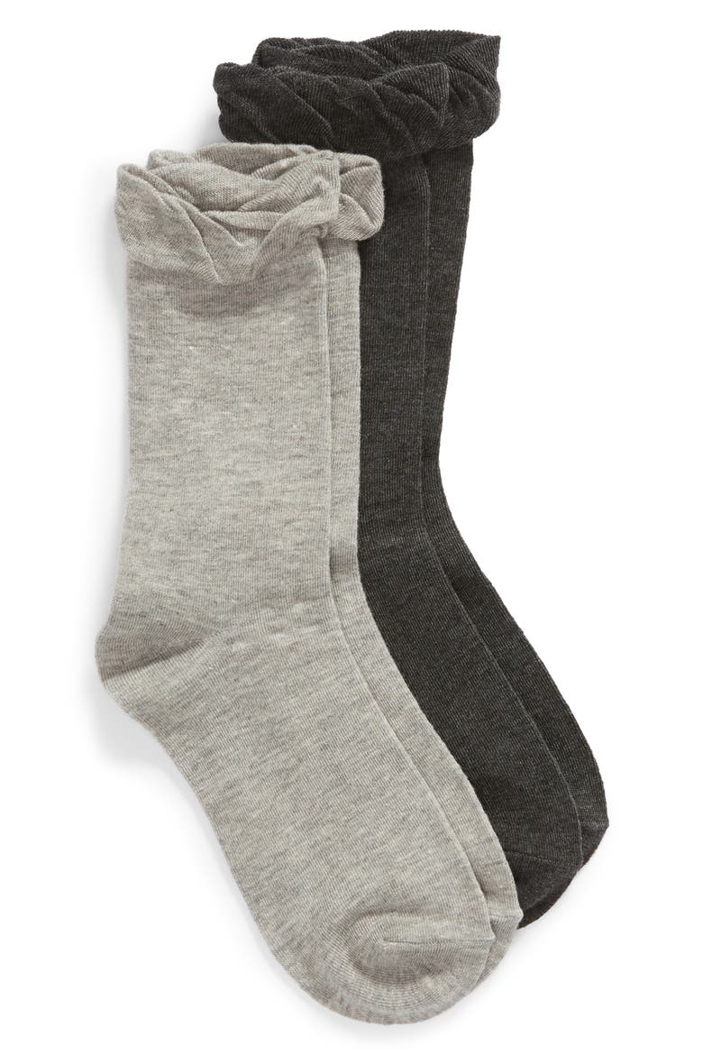 2-Pack Ruffle Crew Socks, Main, color, BLACKNESS