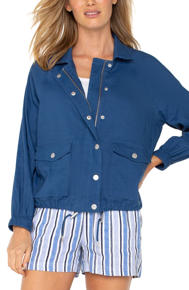 Liverpool Los Angeles Raglan Sleeve Linen Blend Jacket, Alternate, color, Goddess Blue