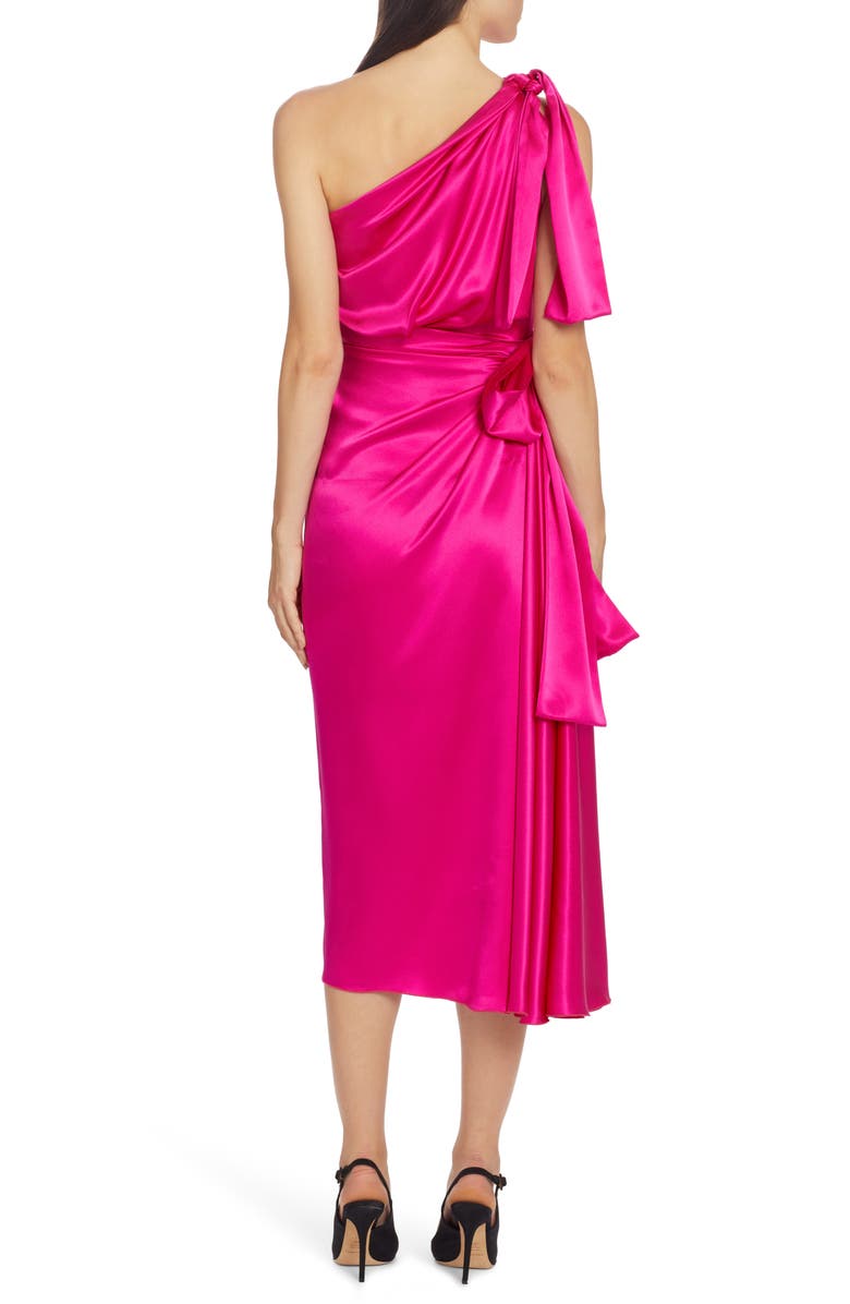 Dolce&Gabbana One-Shoulder Silk Satin Midi Dress, Alternate, color, 
