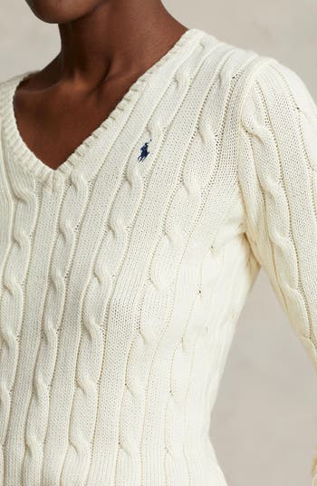 ★★POLO RALPH LAUREN★★ W Cable Knit Cotton V-Neck Sweater Cable-Knit Cotton V-Neck Sweater
