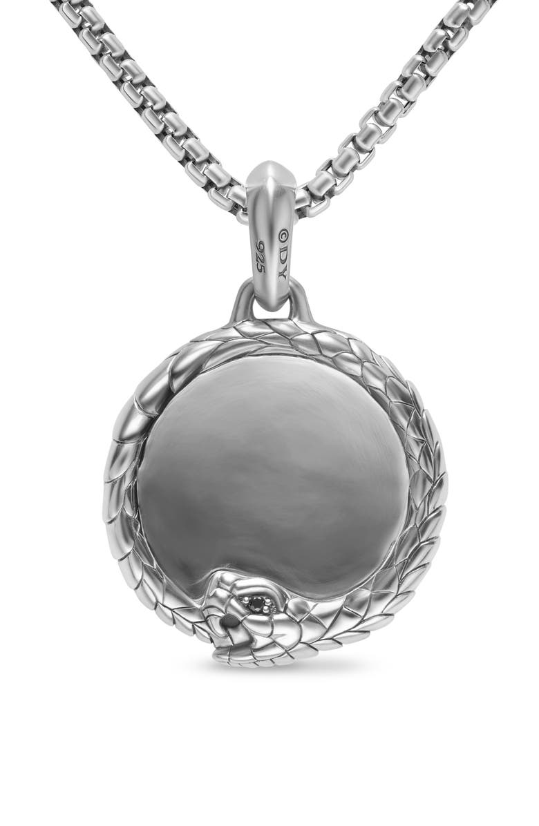 David Yurman Ouroboros Amulet with Black Diamonds, Alternate, color, Sterling Silver
