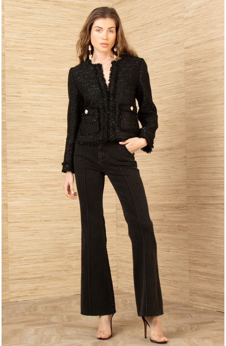 Hale Bob Magdalena Boucle Tweed Jacket, Main, color, Black