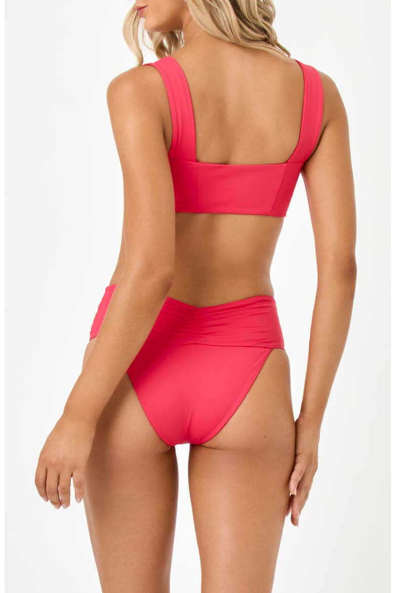 Bardot Ruched Bikini Bottoms, Alternate, color, POUT