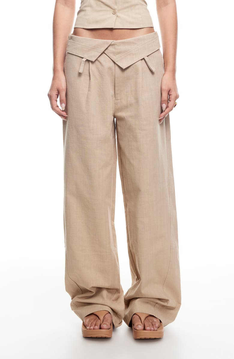 LIONESS Flourish Foldover Wide Leg Pants, Main, color, 