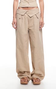 LIONESS Flourish Foldover Wide Leg Pants