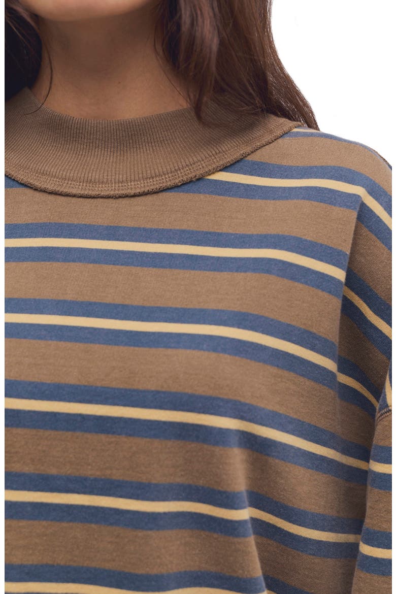 Palm Spring Striped Mock Neck Pullover, Alternate, color, ARMY COMBO