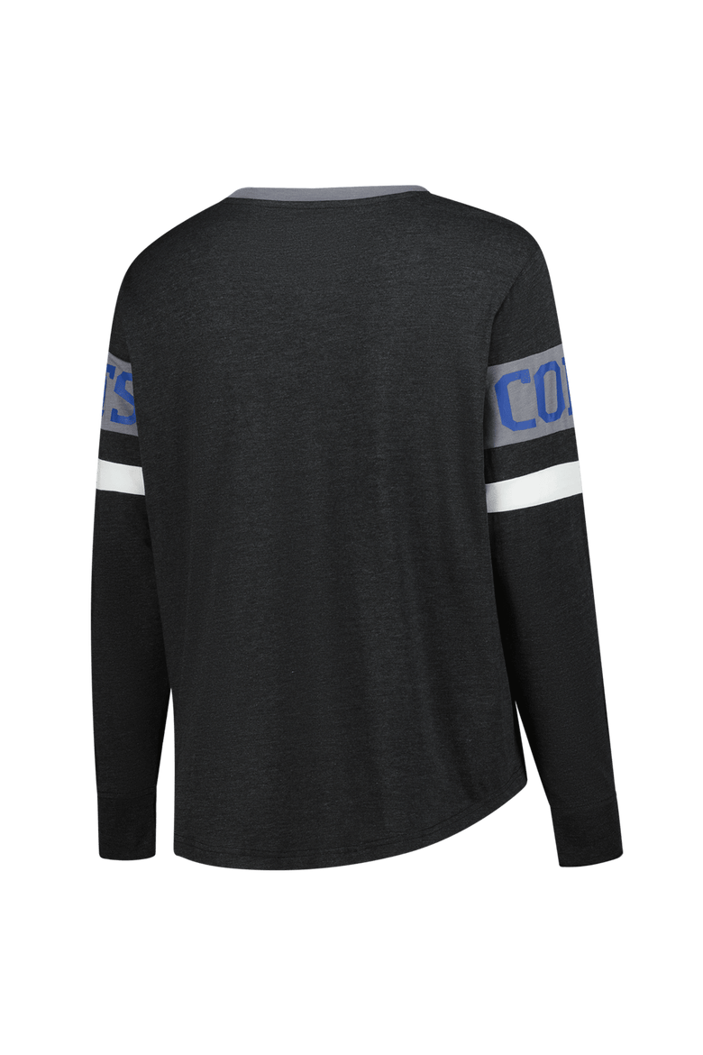 Women's New Era Black Indianapolis Colts Plus Size Throwback Lace-Up Long Sleeve T-Shirt, Alternate, color, Black