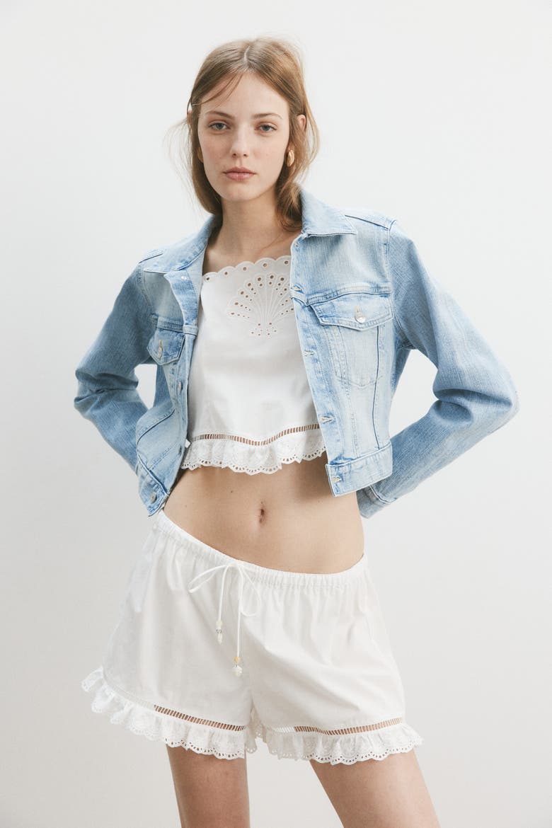 Short Denim Jacket, Alternate, color, Light denim blue