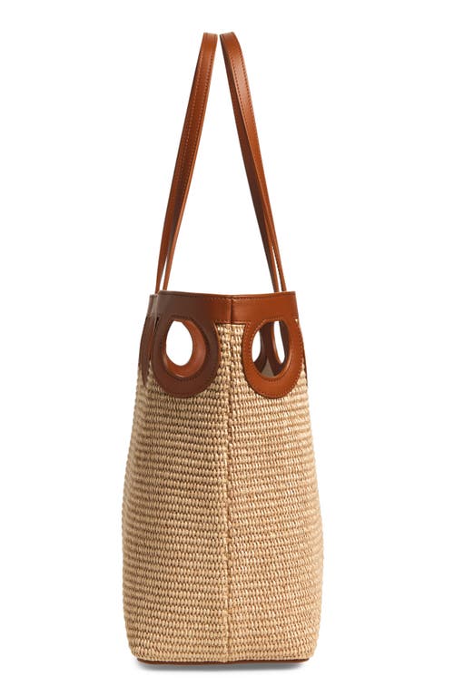Ferragamo Medium Gancini Frame Perforated Raffia & Leather Tote