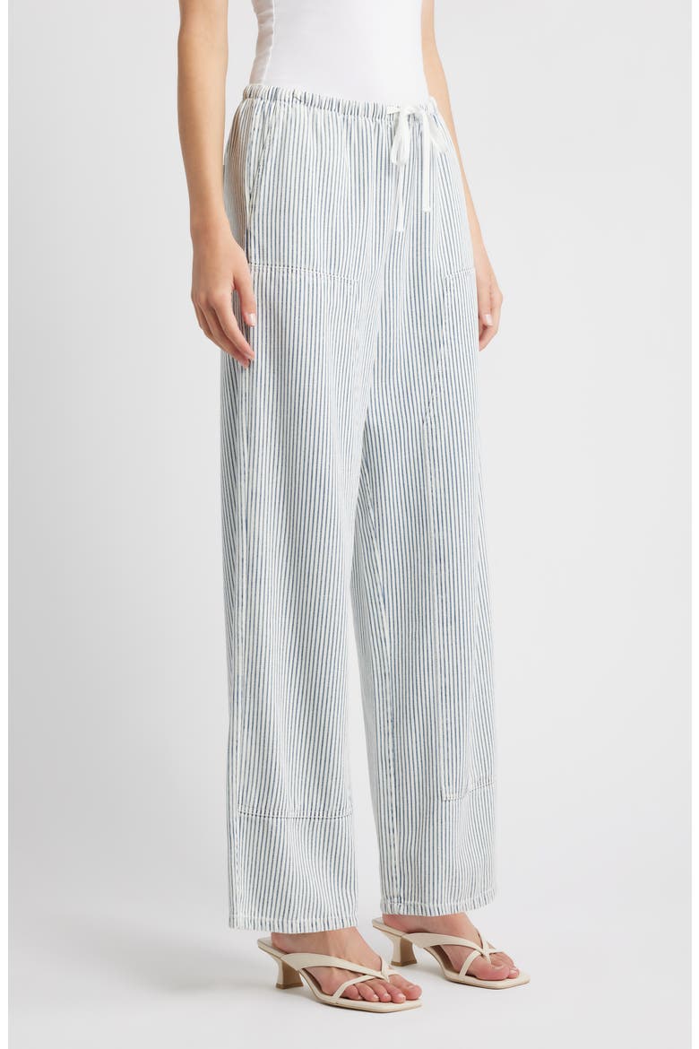Sanderson Stripe Wide Leg Cotton Blend Drawstring Pants, Alternate, color, INDIGO RAILROAD STRIPE
