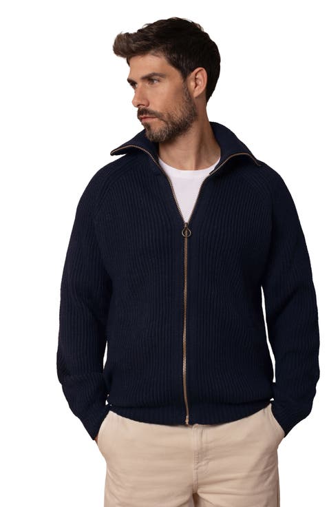 British Ribbed Zip Cardigan