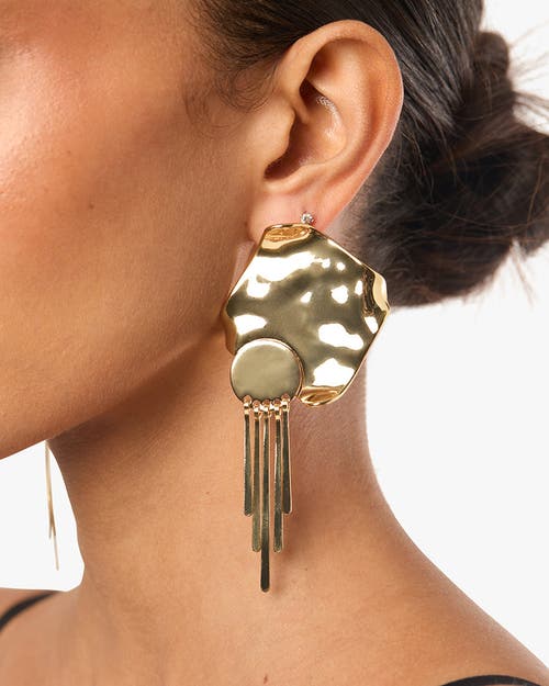 Weworewhat Plate Fringe Earring In Gold