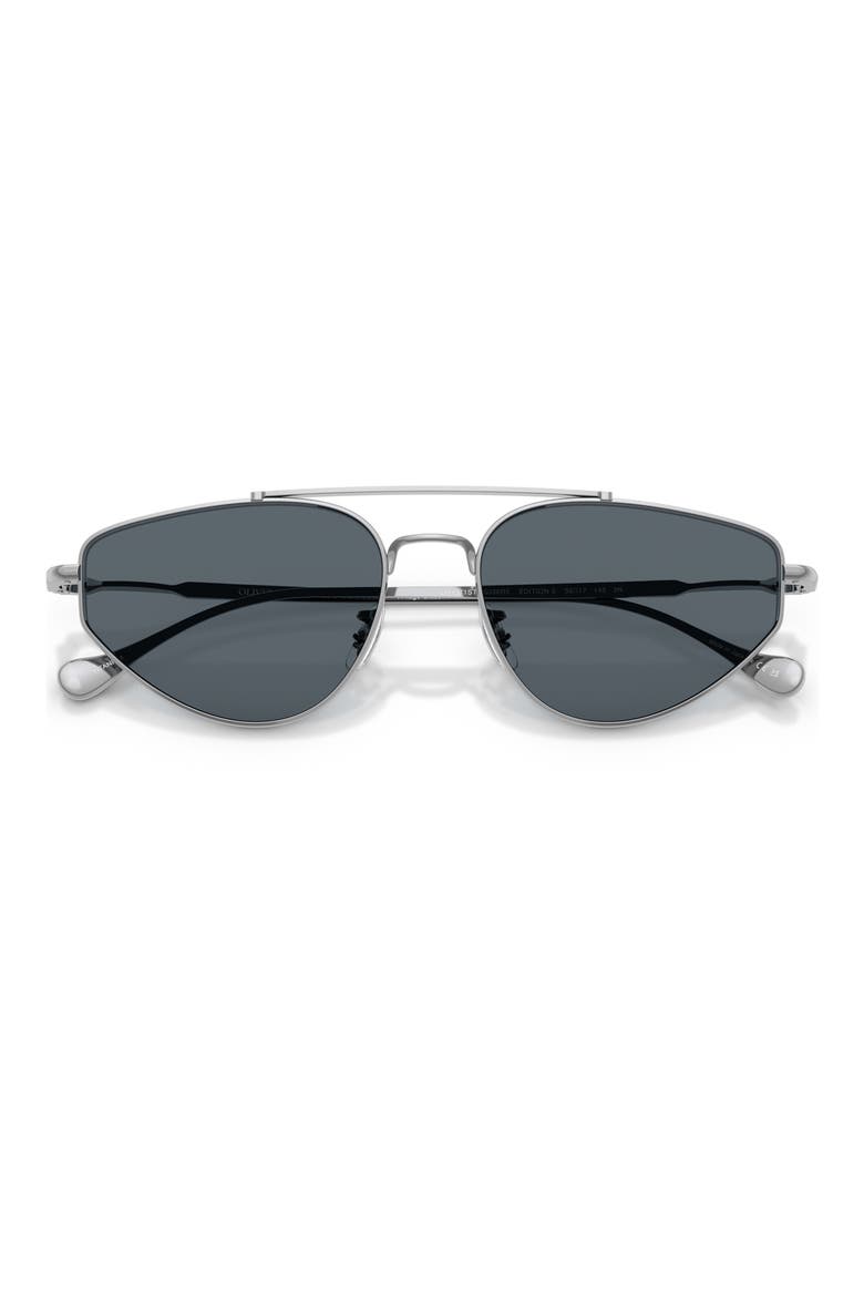 56mm Jil Sander Edition 5 Irregular Sunglasses, Alternate, color, SILVER / BLUE