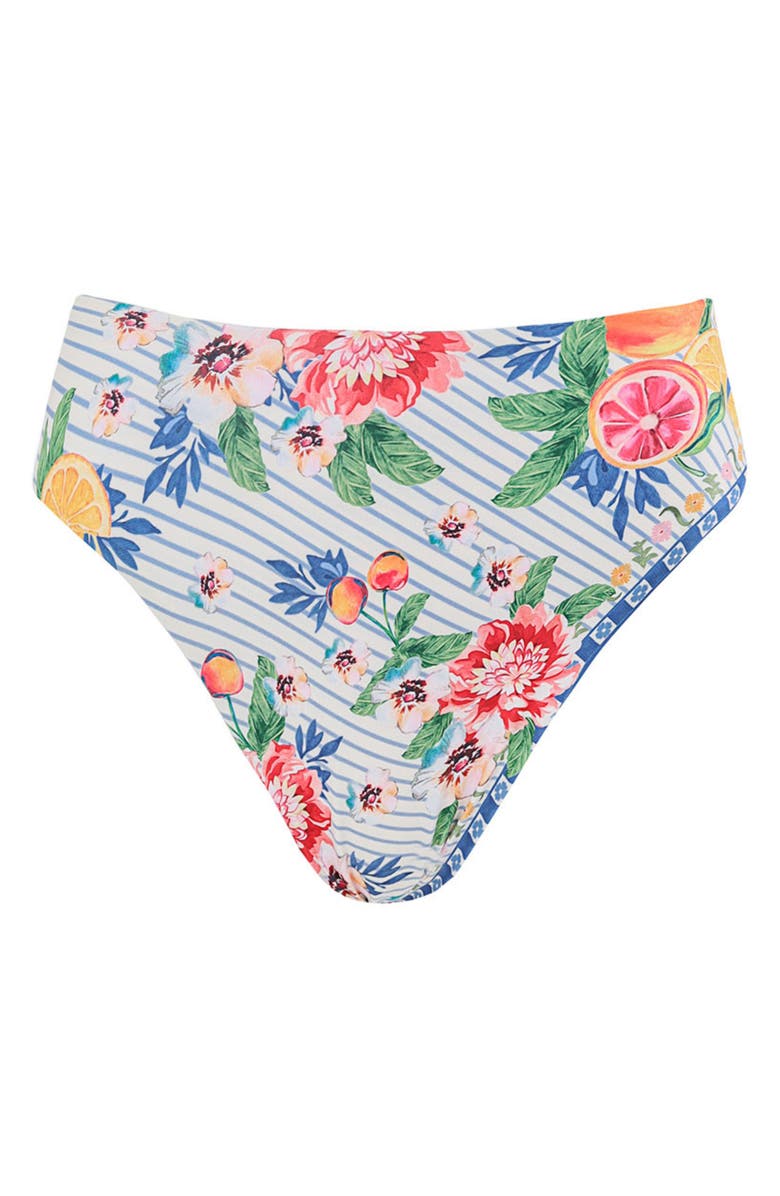 Agua Bendita Penelope Basket High Waist Bikini Bottoms, Alternate, color, Blue