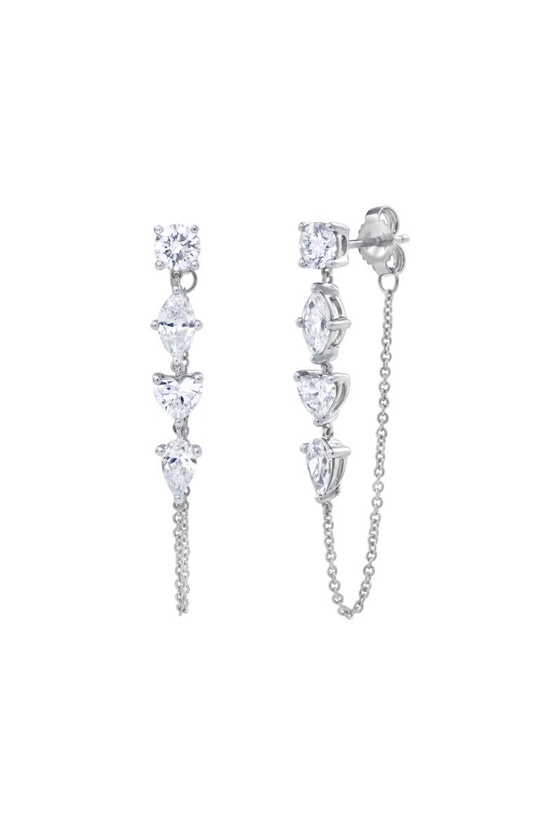 Elenya 14K Gold Lab Grown Diamond Drop Earrings - 2 Ct, Main, color, 14K White Gold